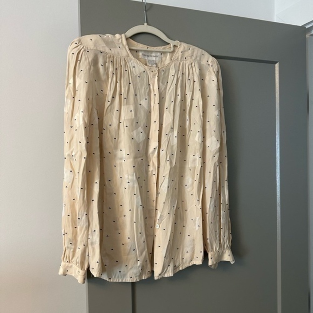Rena Rowan vintage 100% Silk Moon Blouse Size 10 with padded shoulder